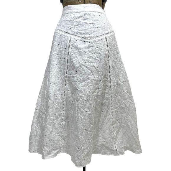 ASOS DESIGN shell broderie midi skirt with peplum hem in white 4 - Picture 5 of 7